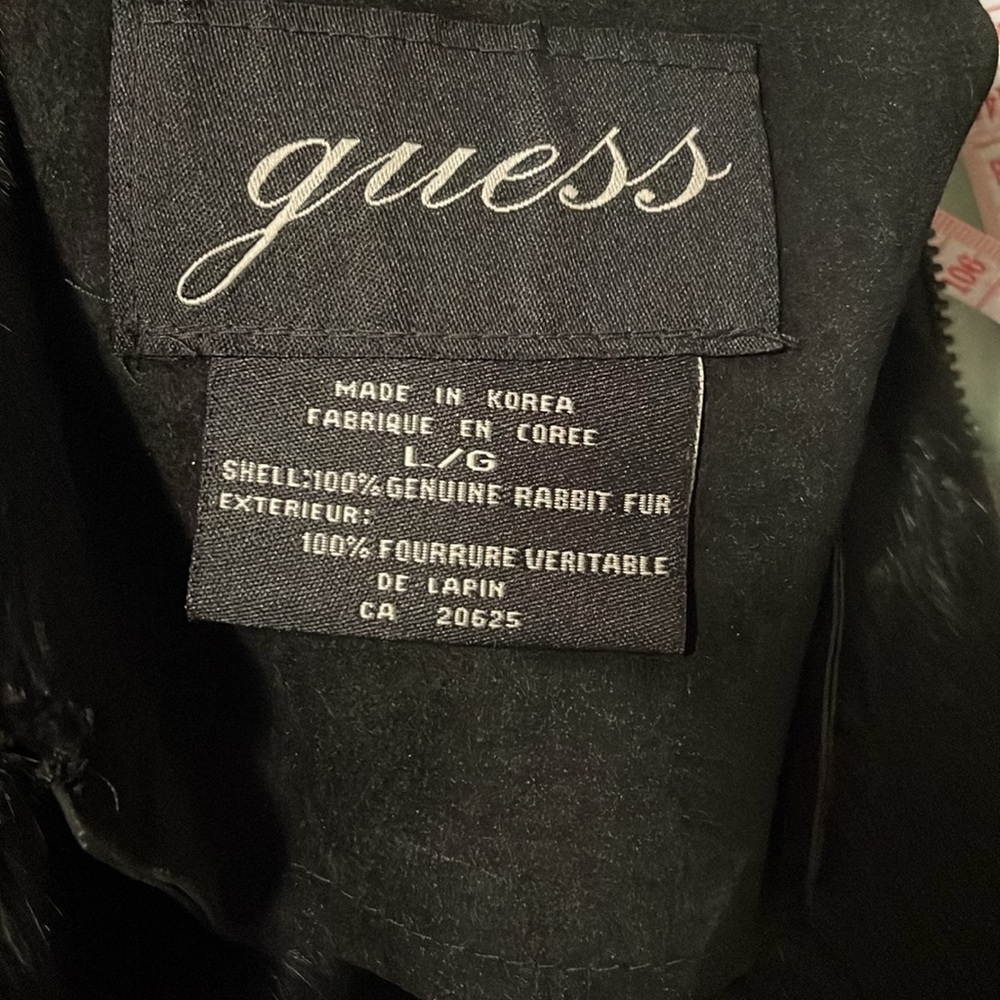 Guess Leather Rabbit Lined Coat - Picture 3 of 4